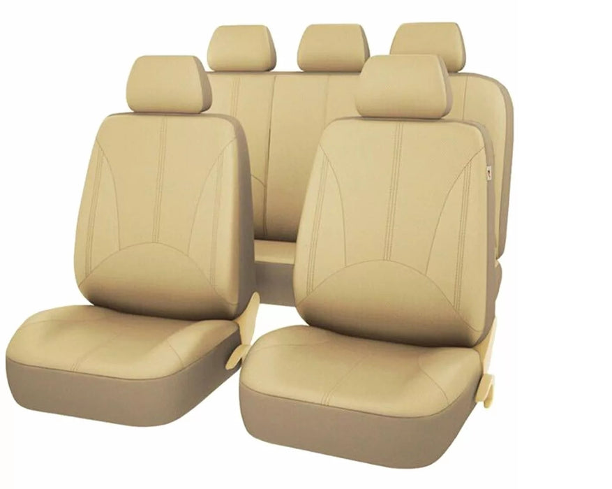 Σετ καρέκλες αυτοκινήτων, 9 κομμάτια από το Eco -Friendly Leather, Cream/Beige