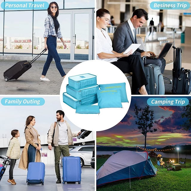 Ρυθμίστε 6 καλύμματα/τσάντες για αποσκευές/ταξίδια, μπλε