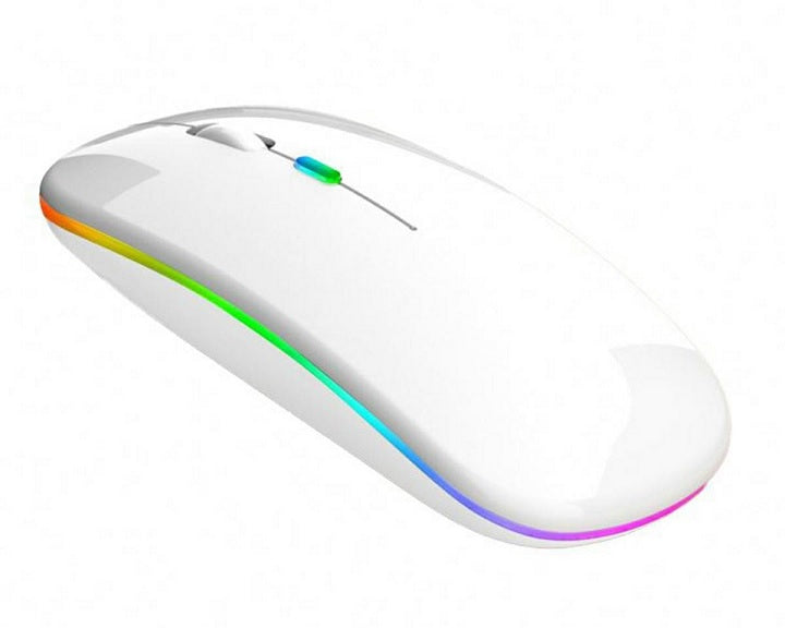 Επαναφορτιζόμενο ασύρματο ποντίκι, ultra slim, silent, rgb LED, λευκό