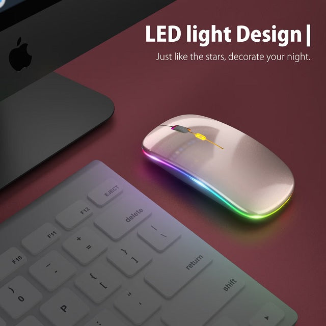 Акумулаторна безжична мишка, Ultra Slim, Silent, RGB LED, Rose